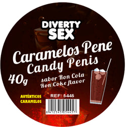 Bonbons pénis rhum-cola, pot de 20 — vue de profil
