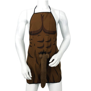 DIABLO PICANTE TABLIER MUSCLE AVEC PENIS 3D EN TON MARRON