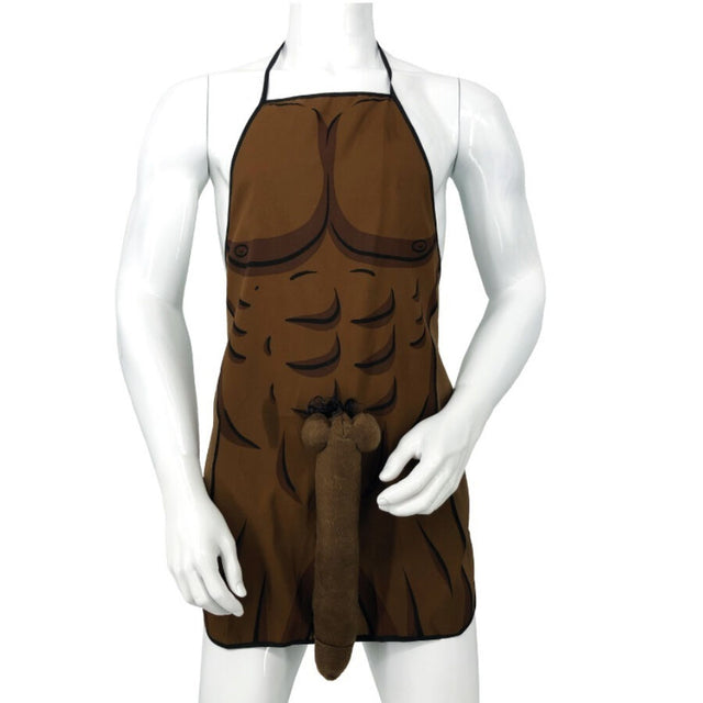 DIABLO PICANTE TABLIER MUSCLE AVEC PENIS 3D EN TON MARRON