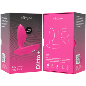 Boîte du plug connecté Ditto+ We-Vibe, vue de face et de dos.