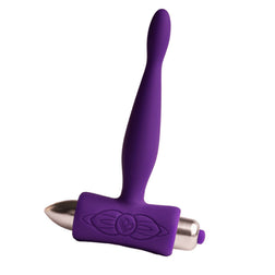 Plug anal vibrant slim débutant 7 modes — Sensations Teazer violet — vue de face