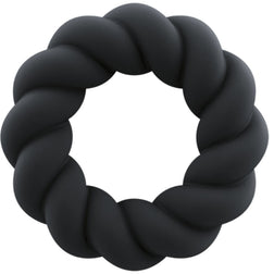 Cockring Rocks-Off silicone noir torsade hélicoïdale Ø 27 mm — Twist noir vu de face