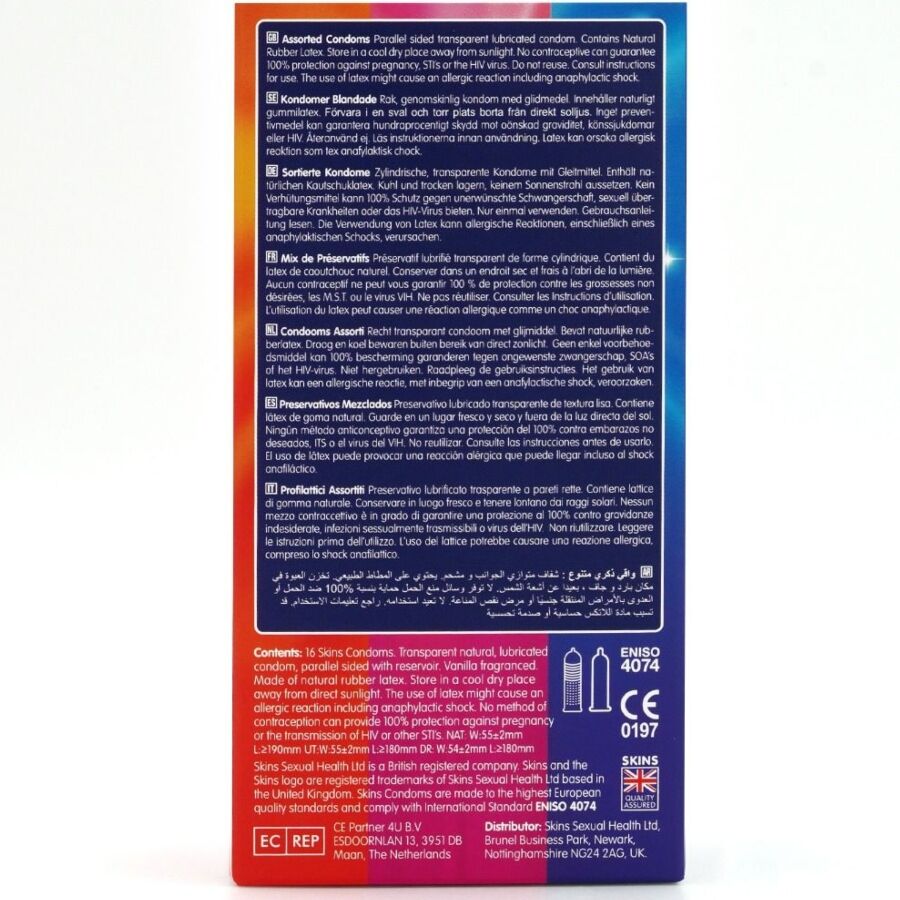 SKINS PACK DE 16 PRESERVATIFS PREMIUM ASSORTIS