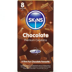 Skins Préservatifs saveur chocolat pack 8 — Premium Chocolate en Latex vu de face