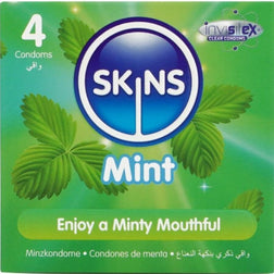 Préservatifs Skins Premium menthe, 4 unités, en latex — vue de face