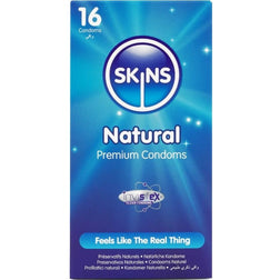 Préservatifs Skins Natural Premium, 16 unités, en latex — vue de face