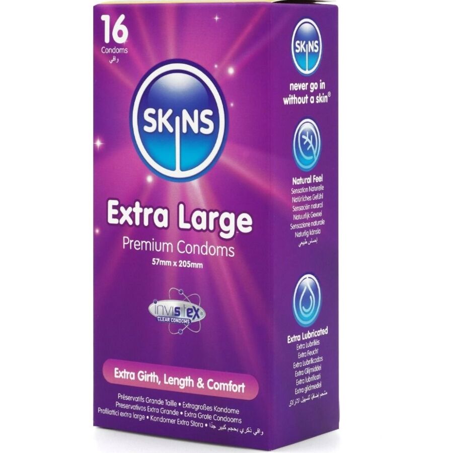SKINS PACK DE 16 PRESERVATIFS EXTRA LARGES PREMIUM