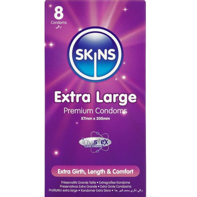 SKINS PACK DE 8 PRESERVATIFS EXTRA LARGES PREMIUM