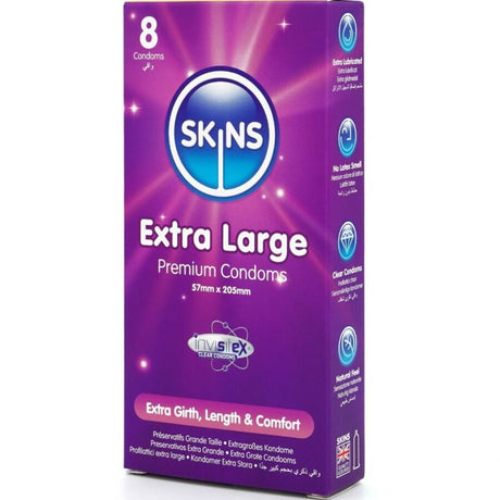 SKINS PACK DE 8 PRESERVATIFS EXTRA LARGES PREMIUM