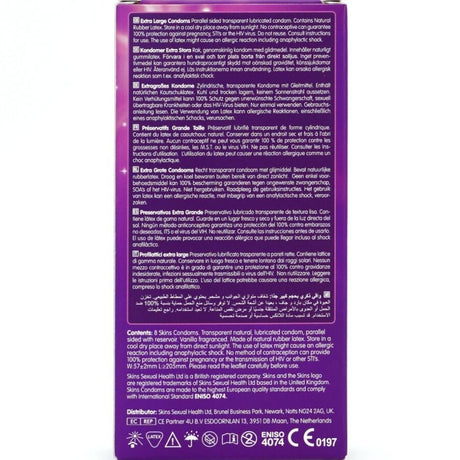 SKINS PACK DE 8 PRESERVATIFS EXTRA LARGES PREMIUM