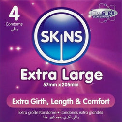 Skins Préservatifs latex XL lubrifiés pack 4 — Extra Large en Latex vu de face