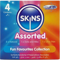 Préservatifs Skins assortis 3 textures, pack 4, en latex — vue de face