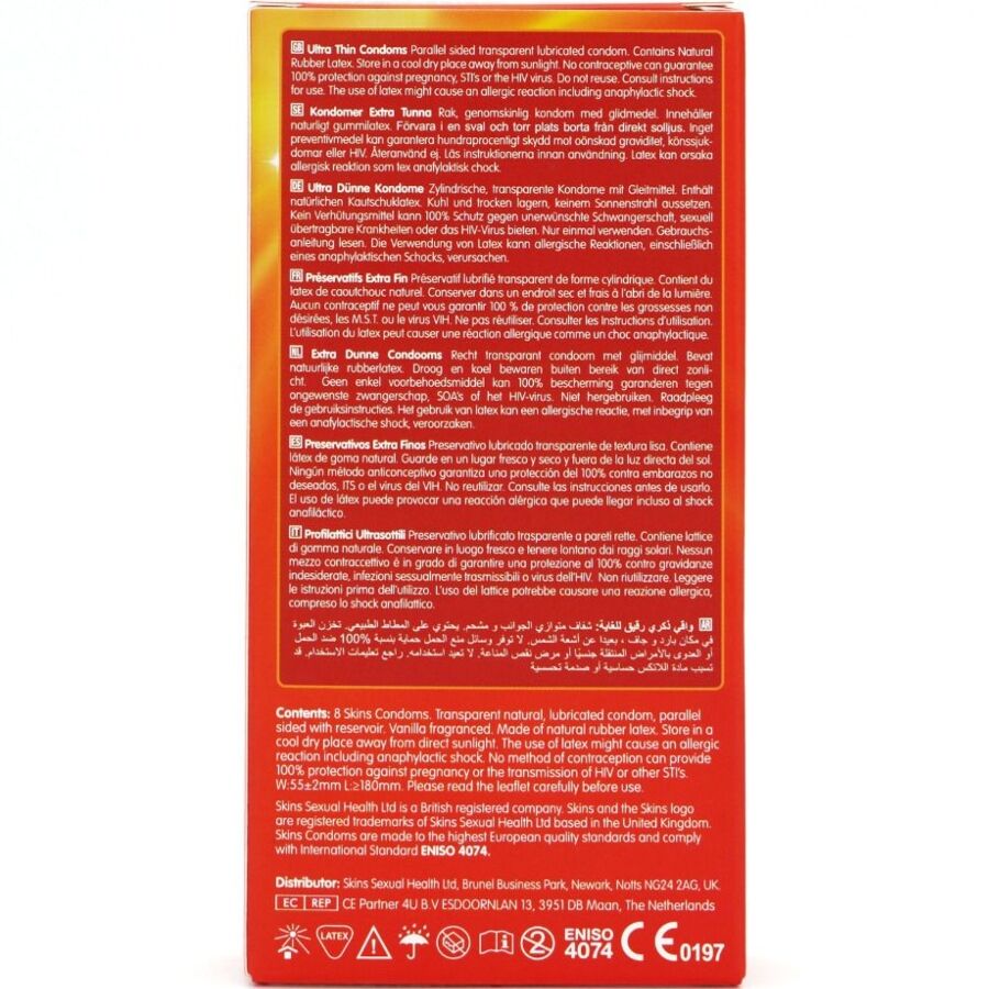 SKINS PACK DE 8 PRESERVATIFS ULTRA FINS PREMIUM