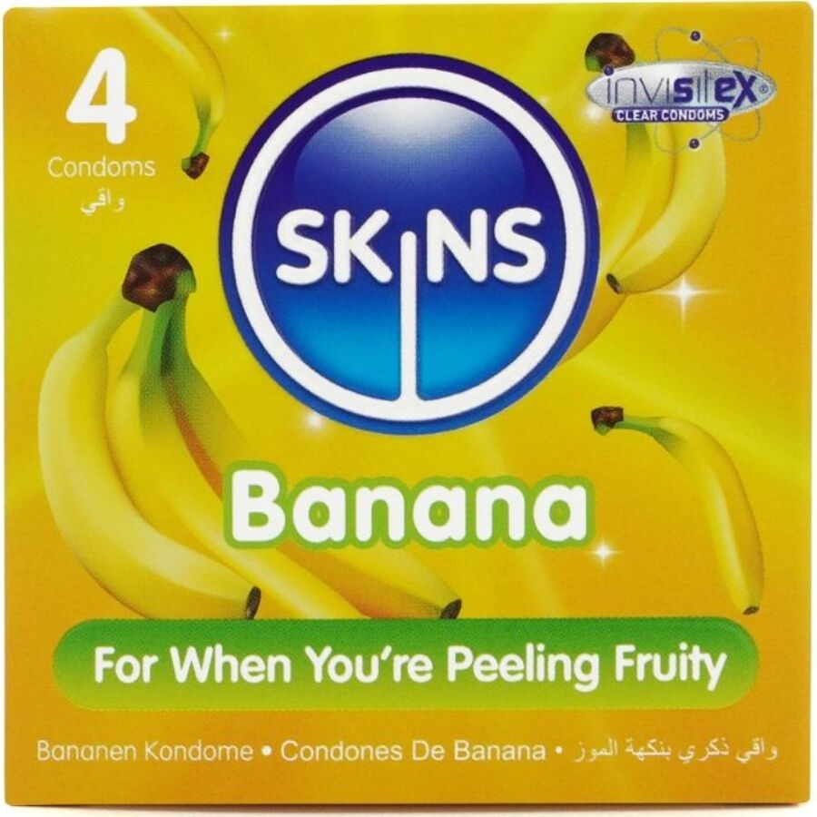 SKINS PACK DE 4 PRESERVATIFS BANANE PREMIUM