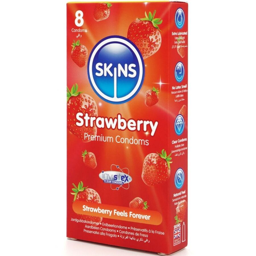 SKINS PACK DE 8 PRESERVATIFS PREMIUM FRAISE