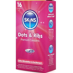 SKINS PACK DE 16 PRESERVATIFS PREMIUM DOTS RIBS