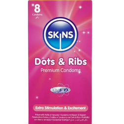 Préservatifs Skins Dots and Ribs, 8 unités, en latex — vue de face