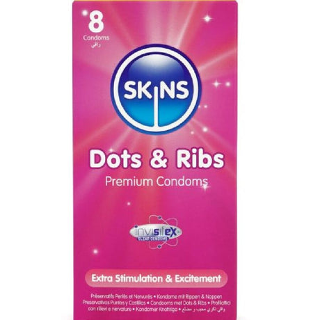 SKINS PACK DE 8 PRESERVATIFS PREMIUM DOTS RIBS