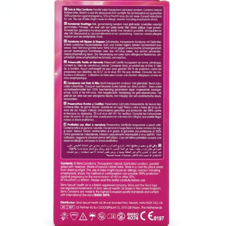 SKINS PACK DE 8 PRESERVATIFS PREMIUM DOTS RIBS