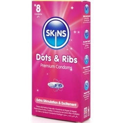 SKINS PACK DE 8 PRESERVATIFS PREMIUM DOTS RIBS