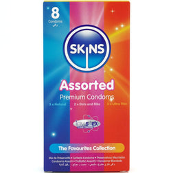 Préservatifs Skins assortis 3 textures, 8 unités, en latex — vue de face