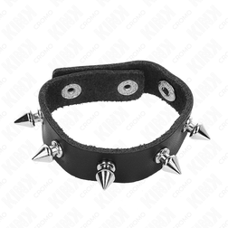 Cockring cuir clouté pointes métal — vue détaillée