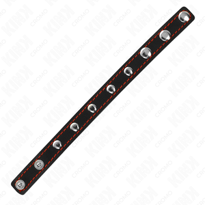 KINK ANNEAU PENIS EN CUIR AVEC FERMETURE A PRESSION DOUBLURE ROUGE 21 X 15 CM