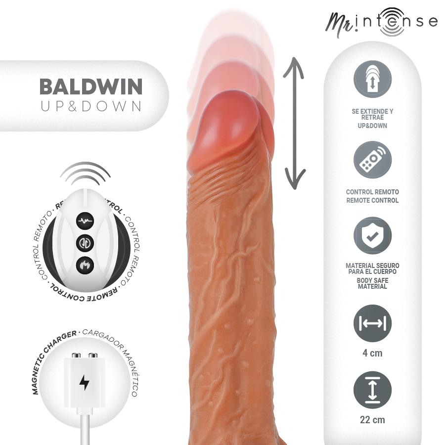 MR INTENSE BALDWIN REALISTE MULTIFONCTIONNEL AVEC VIBRATION TELECOMMANDE HAUT BAS 22 CM OU 4 CM