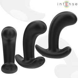 Différents angles de vue du plug prostate vibrant en silicone noir