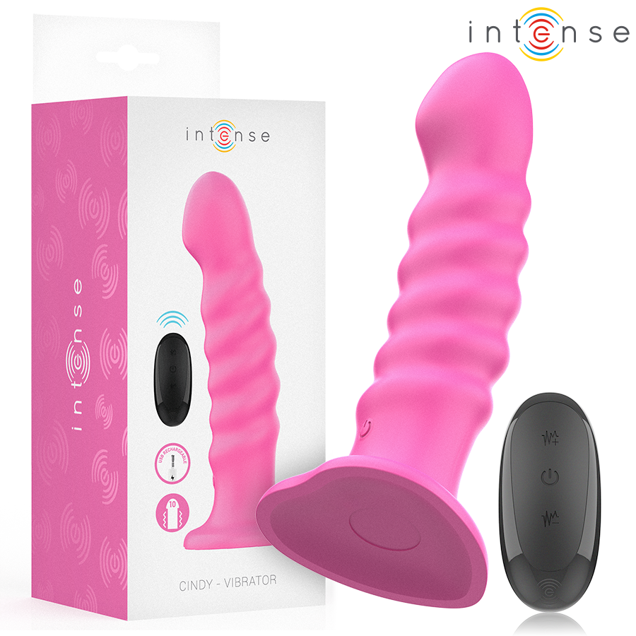 INTENSE CINDY VIBRATEUR TAILLE L DESIGN SPIRALE 10 VIBRATIONS ROSE TELECOMMANDE