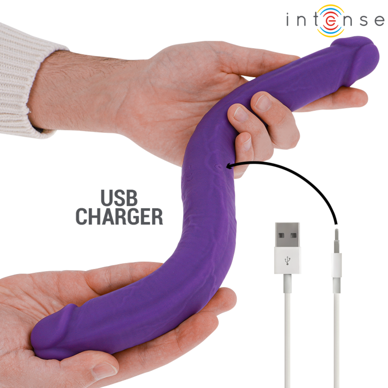 INTENSE GUNTER DILDO DOUBLE VIBRATEUR 40 CM VIOLET TELECOMMANDE