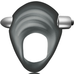 Cockring vibrant Climaximum texturé 10 vitesses étanche — Avio en Silicone noir vu de face