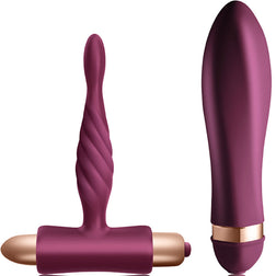 Plug anal Climaximum Kit vibrant débutant 10 vitesses — Dare en Silicone bordeaux vu de face