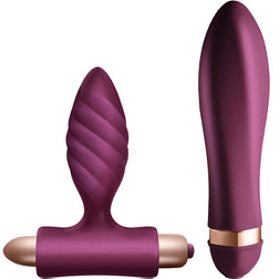 Kit plug anal vibrant avec vibrateur torsadé et accessoire lisse
