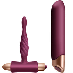 Bordeauxrotes Climaximum Rapture aufladbares Analplug-Set für Einsteiger, Vorderansicht