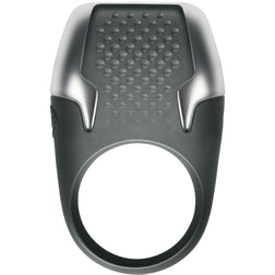 Cockring vibrant Climaximum Cockring double vibrant LED — Tyro en Silicone gris vu de face