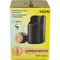 Gros plan sur l'insert texturé et le boîtier du masturbateur Keon
