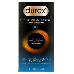 Préservatifs XL sans latex ultra-fins x10 — Durex Connexion Totale en polyisoprène, boîte vue de face