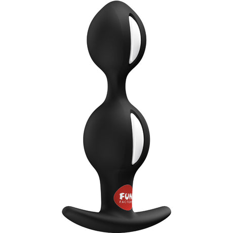 Plug anal Fun Factory Plug double bille lestées silicone 4 cm - B-Balls Duo noir en Silicone noir 13.0 cm vu de face