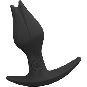 Plug anal Fun Factory Plug silicone port prolongé 8,5 cm — Bootie S en Silicone noir 8.5 cm vu de face