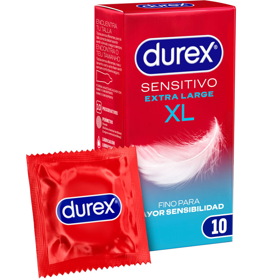 Préservatifs XL 60 mm fins boîte de 10 — Sensitivo XL · Durex Condoms · Préservatifs XL