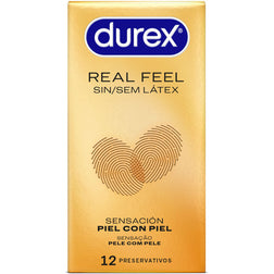 Préservatifs Durex Real Feel sans latex, 12 unités, en polyisoprène — vue de face