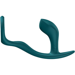 Vue de profil du plug anal avec cockring en silicone vert