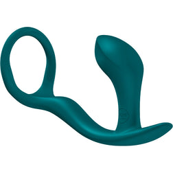 Plug anal avec cockring intégré en silicone vert teal pour stimulation prostatique