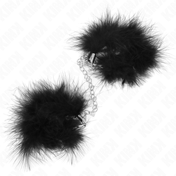Mini menottes de poignets plumes noires et chaîne chromée — vue 3
