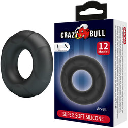 Cockring silicone donuts Ø 28 mm — Arvell M12 en Silicone noir vu de face
