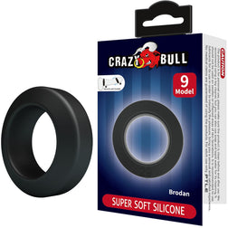 Cockring silicone XL Ø 38 mm — Brodan M9 noir vu de face pour un plaisir sensuel ou intense