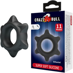 Cockring silicone style engrenage Ø 26 mm — Ethaniel M11 en Silicone noir vu de face