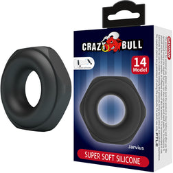 Cockring silicone ultra-épais 22 mm Ø 28 mm — Jarvius M14 en Silicone noir vu de face
