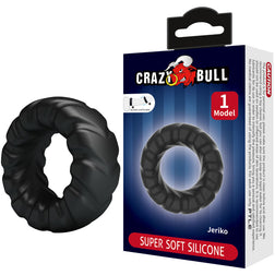Cockring silicone extensible Ø 27 mm — Jeriko M1 en Silicone noir vu de face